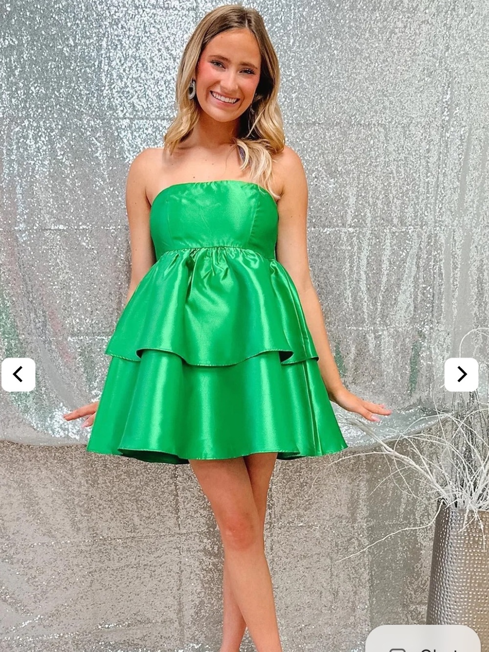Klesis Green Mini Tiered Dress